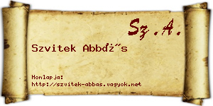 Szvitek Abbás névjegykártya